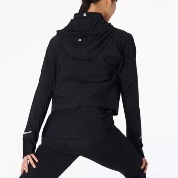NEW! SWEATY BETTY FAST TRACK RUNNING JACKET HOODED REFLECTIVE STRETCH sz S - Picture 1 of 9